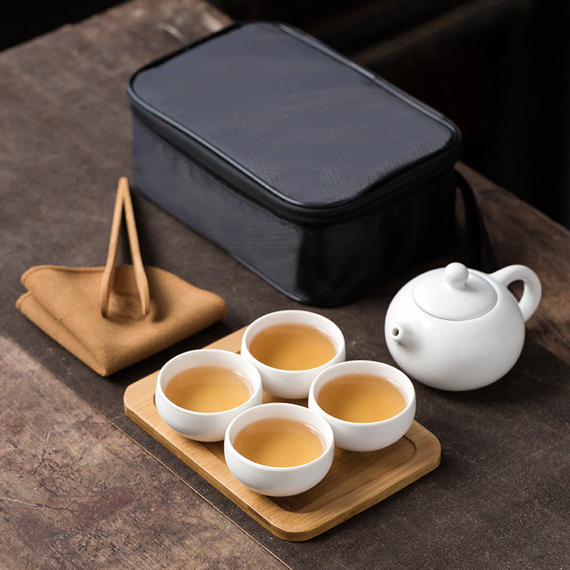 Portable Dehua Ding Kiln Tea Set