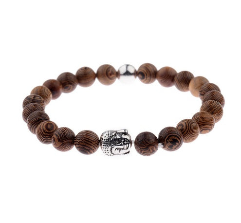 Wood grain bead bracelet