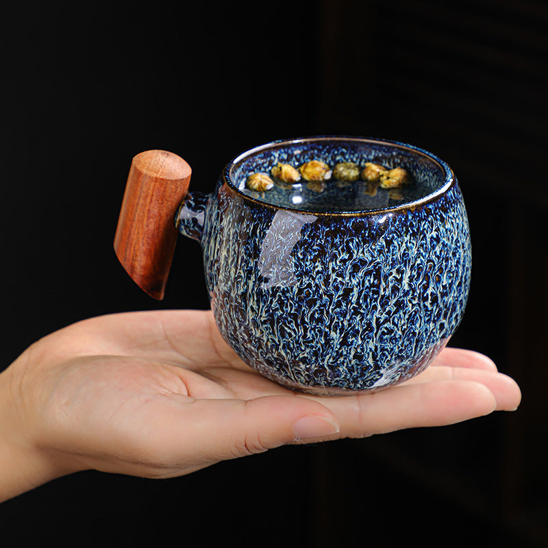 Kiln Change Ceramic Mug With Wooden Handle