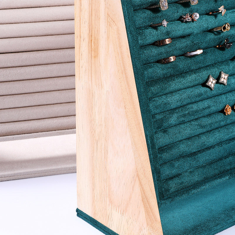Vertical Solid Wood Ring Earrings Display Stand