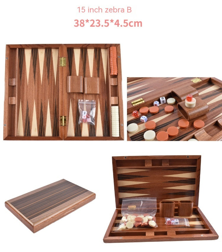 Wooden Western Backgammon Chess Box Solid Wood Baccarat