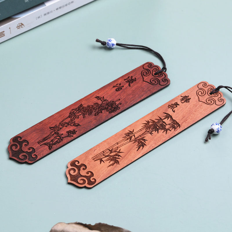Chinese Style Solid Wood Bookmark
