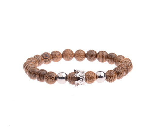 Wood grain bead bracelet