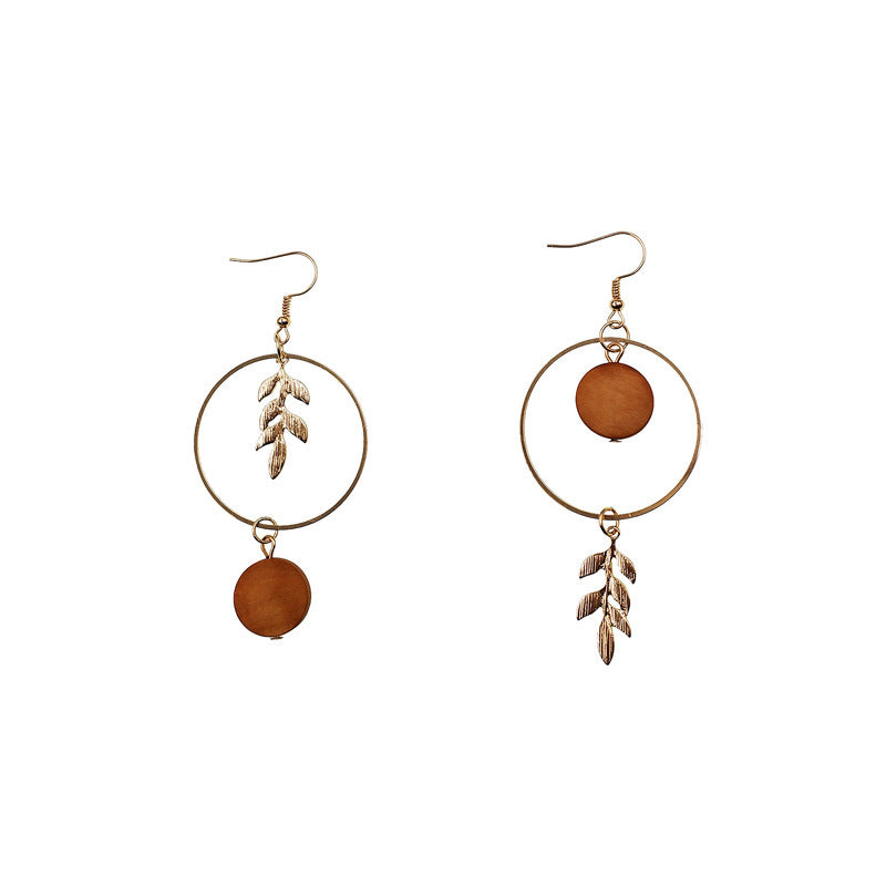 Golden Leaf Wood Earrings