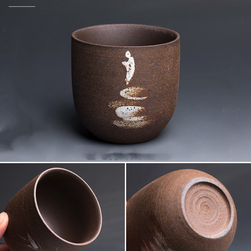 Coarse pottery large tea cup