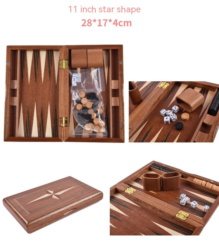 Wooden Western Backgammon Chess Box Solid Wood Baccarat
