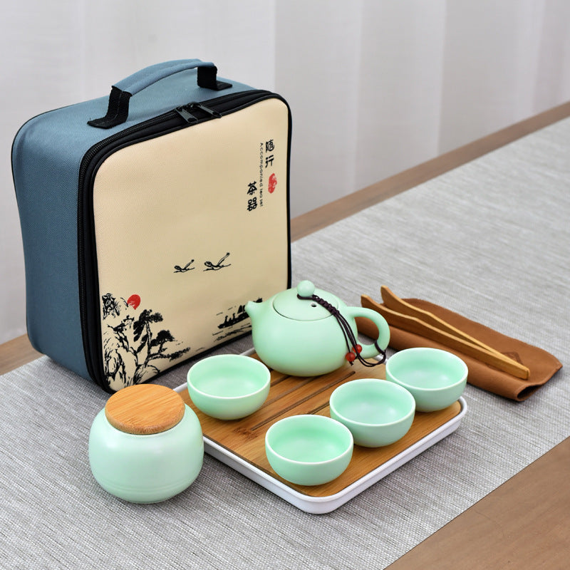 Portable Dehua Ding Kiln Tea Set
