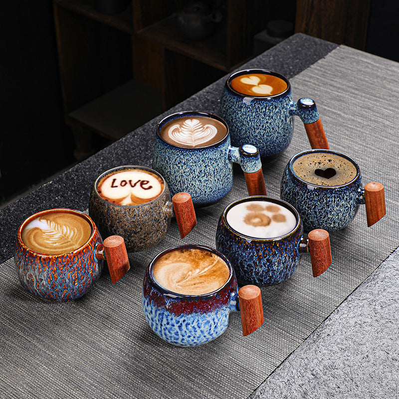 Kiln Change Ceramic Mug With Wooden Handle
