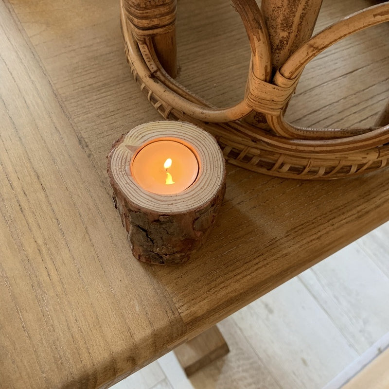 Vintage Tree Stump Wooden Candle Holder