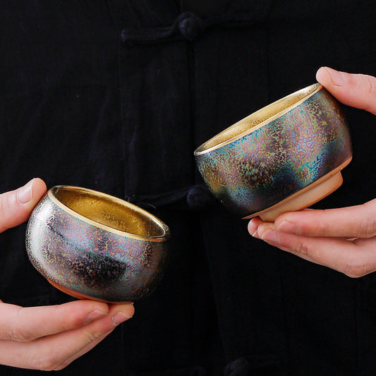 Jian Zhan Colourful Peacock Gilding Kung Fu Tea Cup