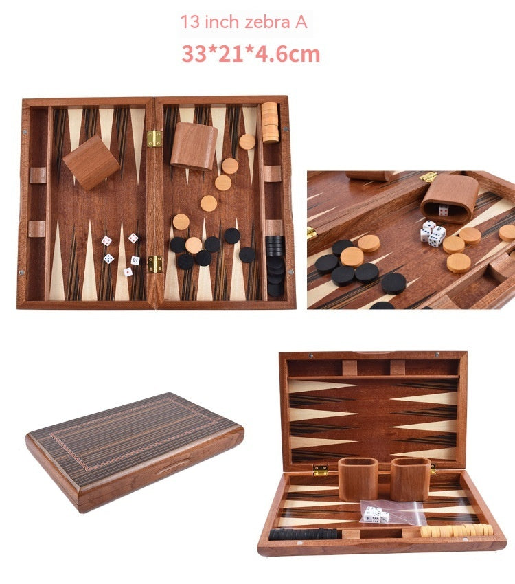 Wooden Western Backgammon Chess Box Solid Wood Baccarat