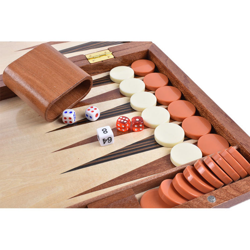 Wooden Western Backgammon Chess Box Solid Wood Baccarat