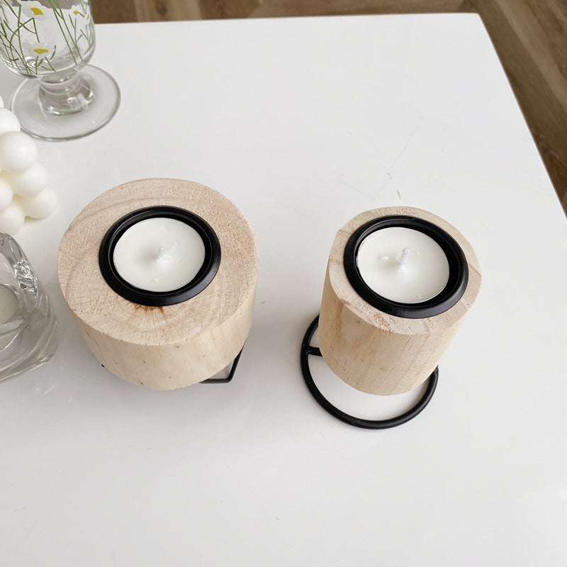 Retro Wooden n Iron Candle Holder