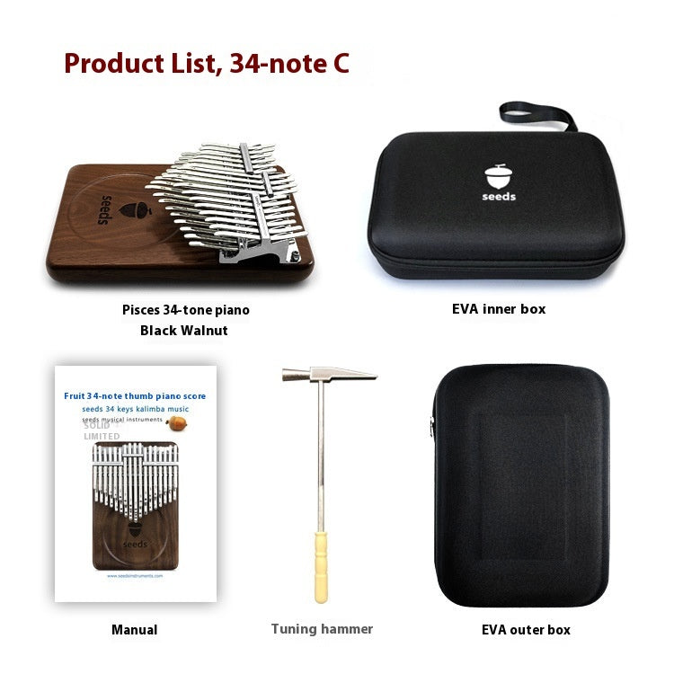 34-tone Double-layer Chromatic Walnut Plate Finger Piano