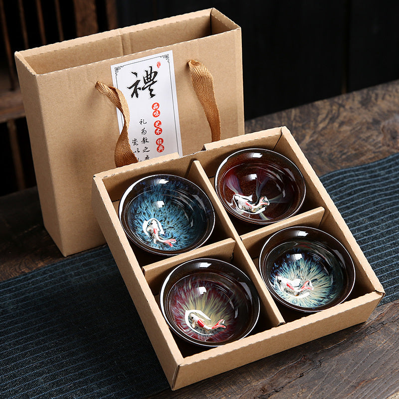 Kiln Ceramic Cup set x 4 in Gift Box