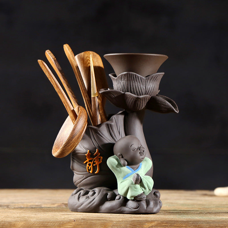 Purple Clay Little Monk Black Sandalwood Six Gentleman Tea Ceremony Accessories