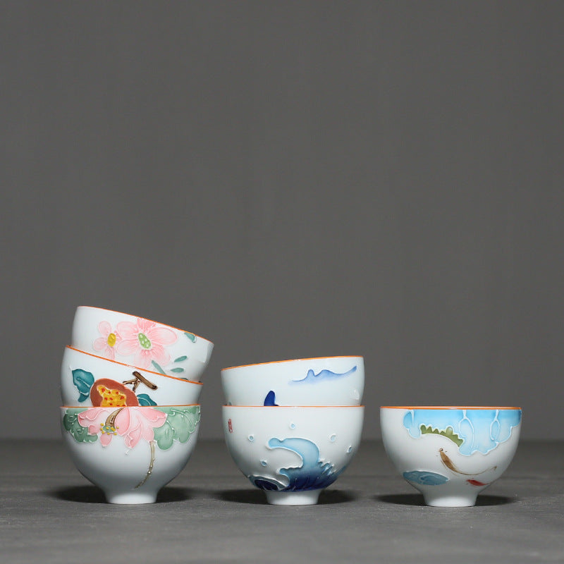 Hand-painted Flower Kung Fu Tea Set Gift Box