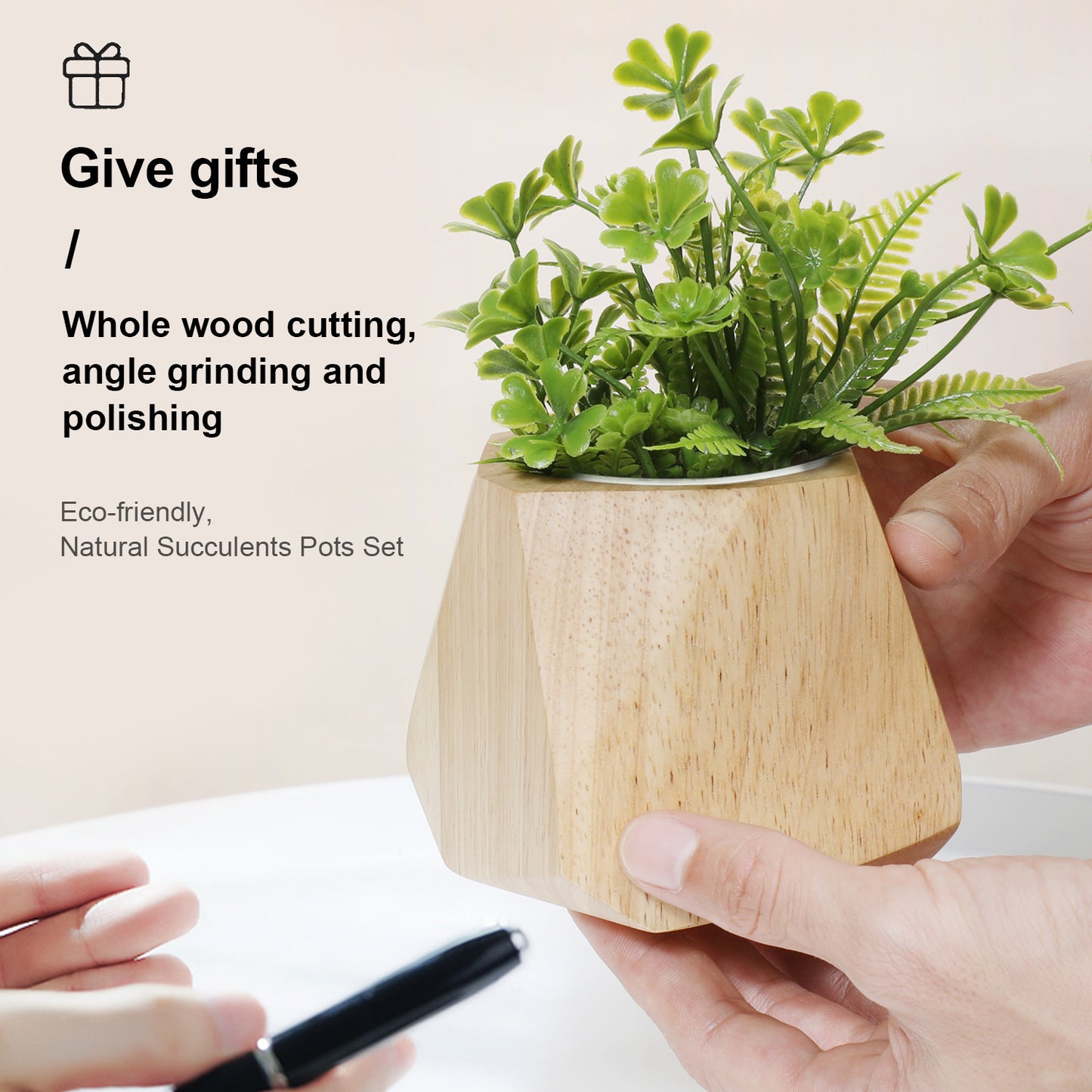 Samll HEX Wooden Flowerpot