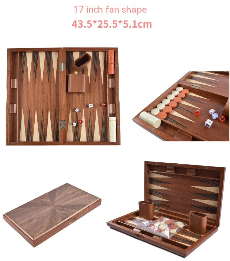 Wooden Western Backgammon Chess Box Solid Wood Baccarat