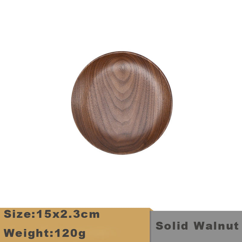 Japanese Wooden Fruit Bowl Round Wooden Plate