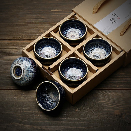 Jingdezhen Tianmu Flower - Ceramic Small Tea cup set