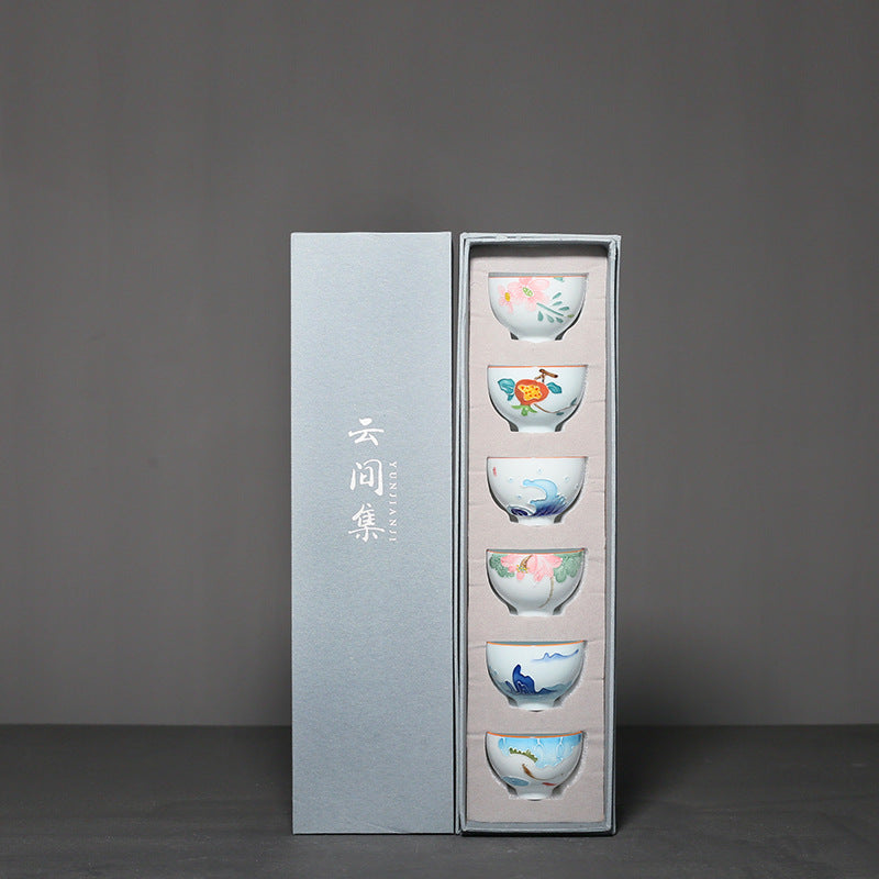 Hand-painted Flower Kung Fu Tea Set Gift Box
